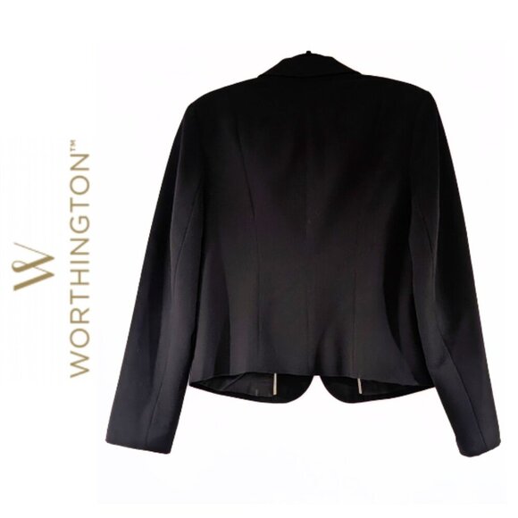 Worthington Women's Large Black Double Breasted Blazer Structured Jacket - Picture 4 of 4